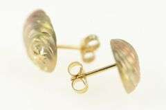 14K Yellow Gold Tri Tone Oval Twist Spiral Vintage Stud Earrings