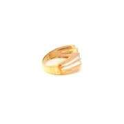 10K Yellow Gold Diamond Striped Vintage Squared Statement Ring