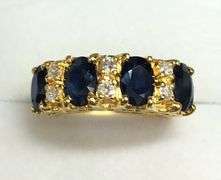 14kt Solid Yellow Gold, Blue Sapphire, and Diamond Band Ring