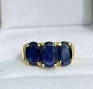6.0 CARAT NATURAL BLUE SAPPHIRE COCKTAIL RING IN 14KT SOLID YELLOW GOLD