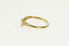 10K Yellow Gold Pear CZ Vintage Solitaire Chevron Statement Ring