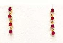 14KT SOLID YELLOW GOLD, RUBY, & DIAMOND EARRINGS