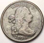 1804 Draped Bust Half Cent Crosslet 4 With Stems