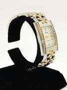 Beautiful Two-Tone Cuff Watch Bracelet with Gemstones