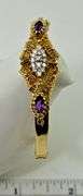 Unusual Vintage Filigree Gold Bangle with Diamonds and Amethysts