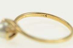 10K Yellow Gold Pearl Diamond Accent Classic Vintage Ring