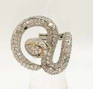14KT SOLID WHITE GOLD & DIAMOND SNAKE RING