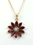 Pretty Garnet Flower Pendant on Necklace
