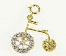 14K Yellow Gold Two Tone Articulated Penny Farthing Charm/Pendant