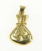 14K Yellow Gold Money Bag Cash Big Bucks Bank Sack Charm/Pendant