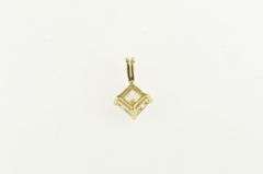 14K Yellow Gold Princess Solitaire Cubic Zirconia Vintage Pendant