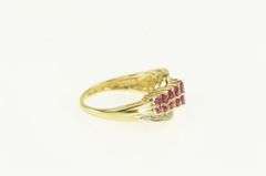 14K Yellow Gold Natural Ruby Diamond Band Statement Ring
