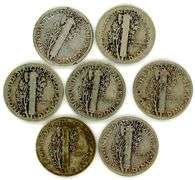 7 Different Silver Mercury Dimes