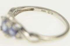 10K White Gold Tanzanite Three Stone Diamond Accent Vintage Ring