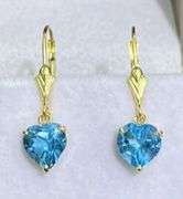 Natural Blue Topaz Earrings in 14kt Solid Yellow Gold