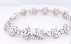 925 Sterling Silver Cubic Zirconia Flower Link Bracelet
