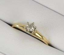 14K Yellow Gold 0.25 Ct Old Mine Cut Diamond Engagement Ring