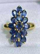 14KT SOLID YELLOW GOLD & 5.0 CARAT NATURAL BLUE SAPPHIRE COCKTAIL RING