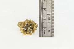 14K Yellow Gold Diamond Sapphire Textured Abstract Cluster Ring