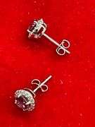 14K WHITE GOLD TOURMALINE AND DIAMOND STUD EARRINGS