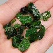 Rich forest green 50ct rough Chrome Diopside set