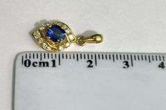 BEAUTIFUL 14KT SOLID YELLOW GOLD, BLUE SAPPHIRE, & DIAMOND PENDANT