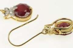 10K Yellow Gold Round Ruby Diamond Accent Ornate Floral Earrings