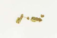 10K Yellow Gold Oval Peridot Diamond Cluster Accent Stud Earrings