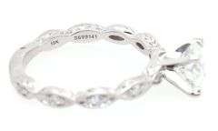 Gabriel & Co. 1.14ctw Round Diamond Twisted Milgrain Shank Straight Engagement Ring in 14K
