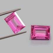 MATCHING PAIR OF 2x HUGE 20.0 CTW NATURAL PINK SAPPHIRE EMERALD CUT LOOSE GEMSTONES- 20.00 CARATS TOTAL!