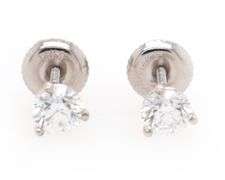 0.81ctw Round Diamond Solitaire Stud Earrings in 14K