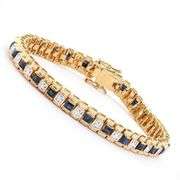 18Kt Gold Plated Natural Kashmir Midnight Blue Sapphire & Diamond Bracelet