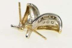 10K Yellow Gold Two Tone Diamond X Semi Hoop Fashion Earrings