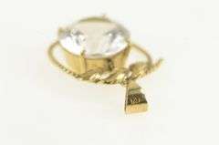 14K Yellow Gold Solitaire Rope Trim Leaf Design Statement Pendant