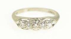 14K White Gold 1950's Diamond Ornate Classic Vintage Ring