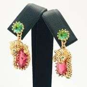 BEAUTIFUL AND UNIQUE DESIGNER PANTHER & GEMSTONE EARRINGS