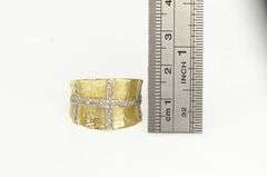 14K Yellow Gold 0.62 Ctw Diamond Grid Curved Statement Band Ring