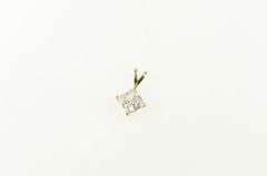 14K Yellow Gold Princess Cut Solitaire Vintage Classic CZ Pendant