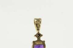 10K Yellow Gold Round Amethyst Diamond Accent Vintage Pendant