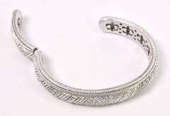 CZ Hinged Cuff Bracelet In Sterling Silver