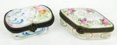 2 Early French Porcelain Handpainted Trinket Boxes