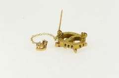 14K Yellow Gold Victorian Crossed Sword Seed Pearl Pin/Brooch