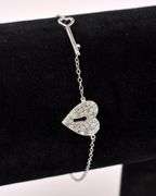 Heart And Key Bracelet In Sterling Silver