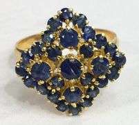 14KT SOLID YELLOW GOLD & 4.0 CARAT NATURAL BLUE SAPPHIRE COCKTAIL RING