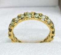 14KT SOLID YELLOW GOLD & GREEN SAPPHIRE ETERNITY BAND RING