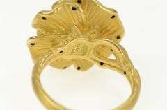 14K Yellow Gold Ornate Puffy Sparkly Rose Flower Statement Ring