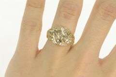 14K Yellow Gold 1.20 Ctw Baguette Diamond Wavy Statement Ring