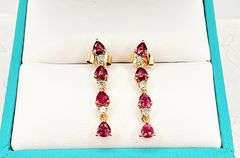 14KT SOLID YELLOW GOLD, RUBY, & DIAMOND EARRINGS