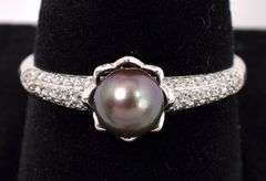 Pearl And CZ Ring In Sterling Silver