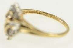 10K Yellow Gold Wavy Diamond Bypass Vintage Statement Ring